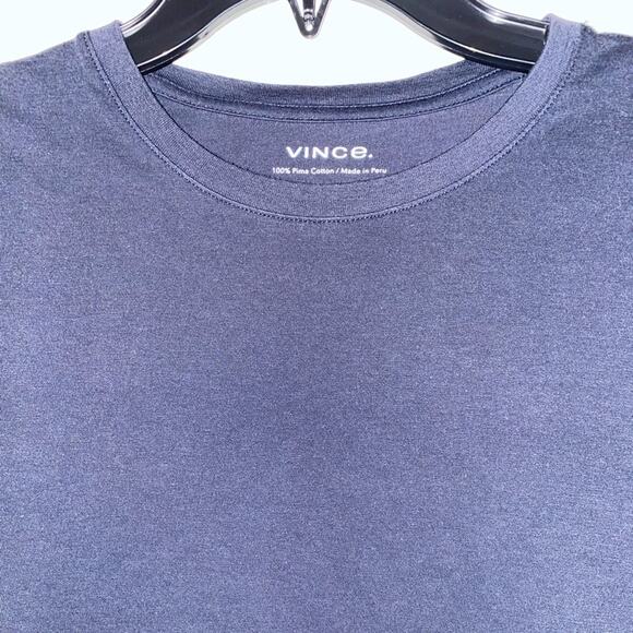 Vince Pima Cotton Navy Crewneck Short Sleeve T-Shirt Men's Size Small - Picture 2 of 4